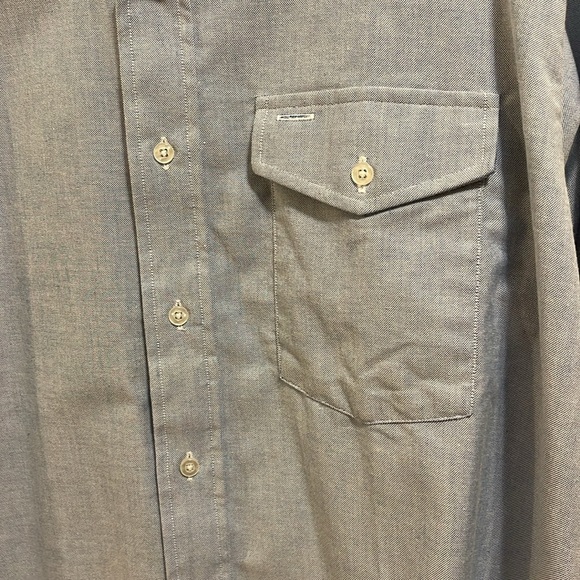 Free!! L.L.Bean 17-34 men’s vintage faded denim work dress button shirt - Picture 4 of 5